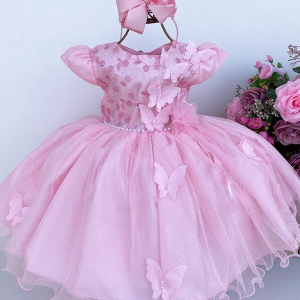 Vestido Infantil Marie Rosa Bebê