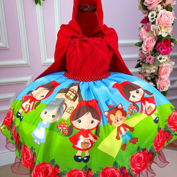 Vestido Infantil Temáticos da Gigi Chapeuzinho Vermelho