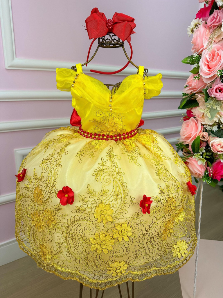 Vestido Princesa Tematico Bela e a Fera