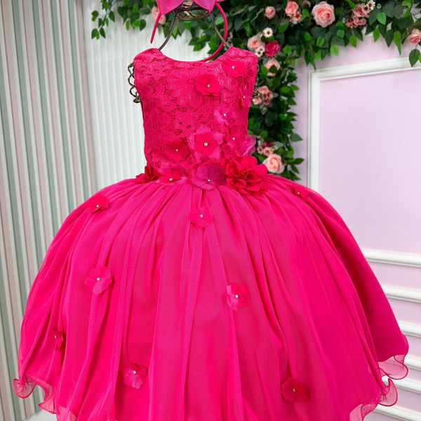 Vestido Juvenil Vila Lele Regata Flores Pink