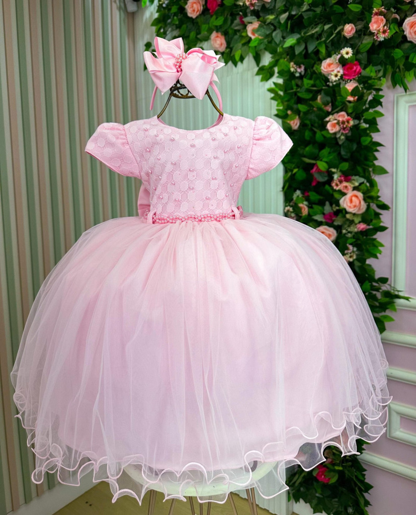 Vestido Menina Bonita Aline Rosa Bebe