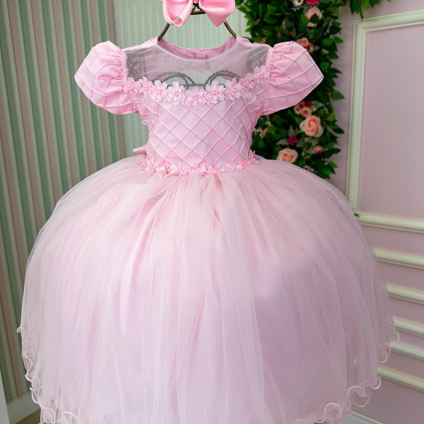 Vestido Menina Bonita Luna Rosa Bebe Modelo 2