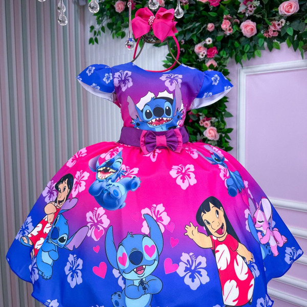 Vestido Infantil Temáticos Luxo Lilo e Stitch