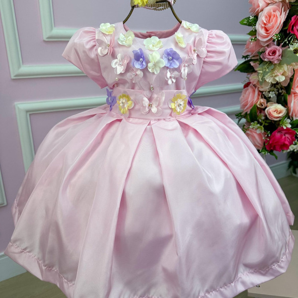Vestido Miss Sweet Jardim Encantado Rosa Bebe