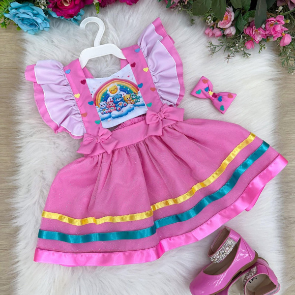 Romper/Vestido Princesa Belli Tematico Ursinhos Carinhosos