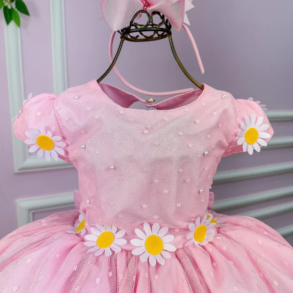 Vestido Marie Jardim Encantado Margaridas Rosa Bebe