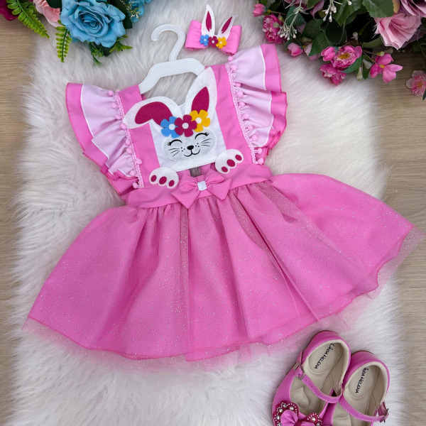Romper/Vestido Princesa Belli Rosa Coelhinho
