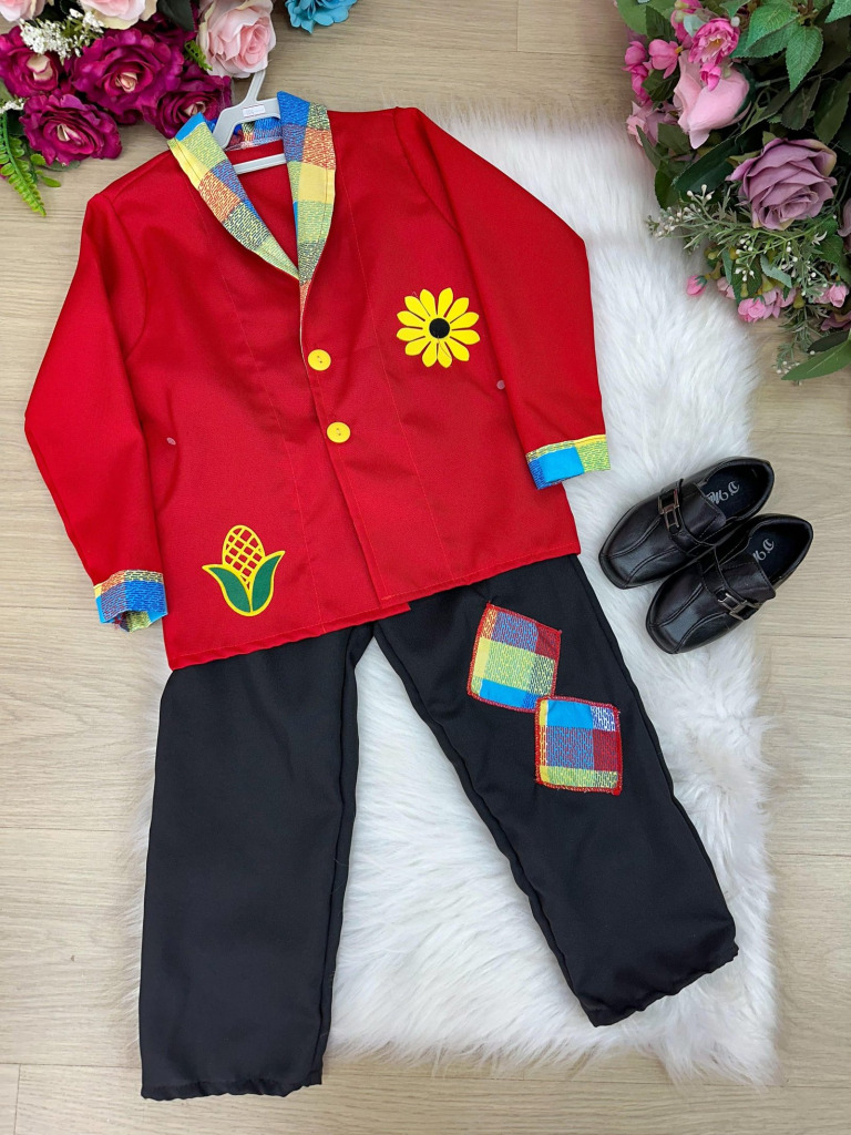 Conjunto Junino Princesa Belli Seu Zéca Terno Vermelho