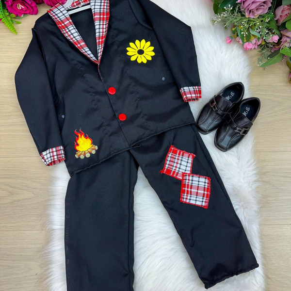Conjunto Junino Princesa Belli Seu Manoel Terno Preto
