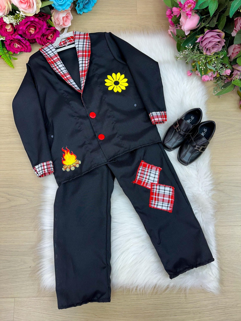 Conjunto Junino Princesa Belli Seu Manoel Terno Preto