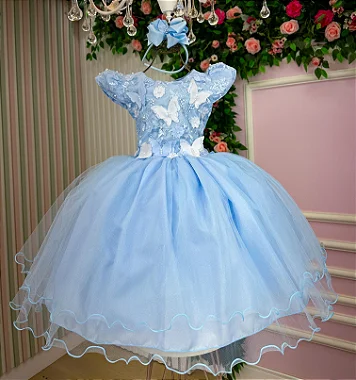 Vestido Marie Jardim Encantado Azul Bebê