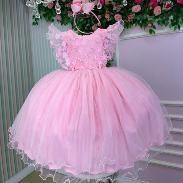 Vestido Menina Bonita Angelie Rosa Bebe
