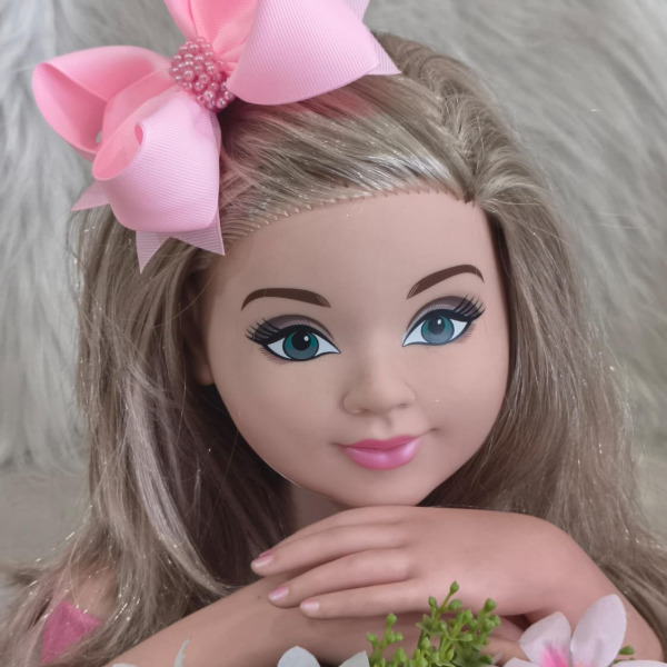 Laço Belli Bico de Pato Rosa Bebe Miolo de Perolas