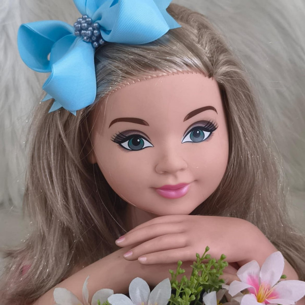 Laço Belli Bico de Pato Azul Bebe Miolo de Perolas