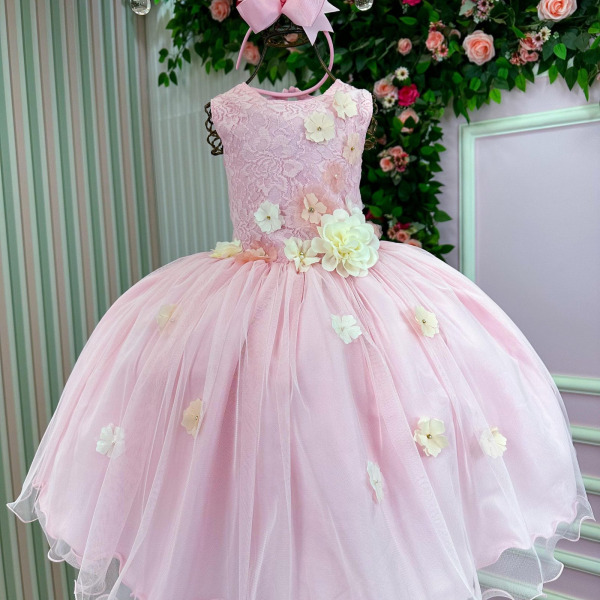 Vestido Juvenil Vila Lele Regata Flores Rosa Bebe