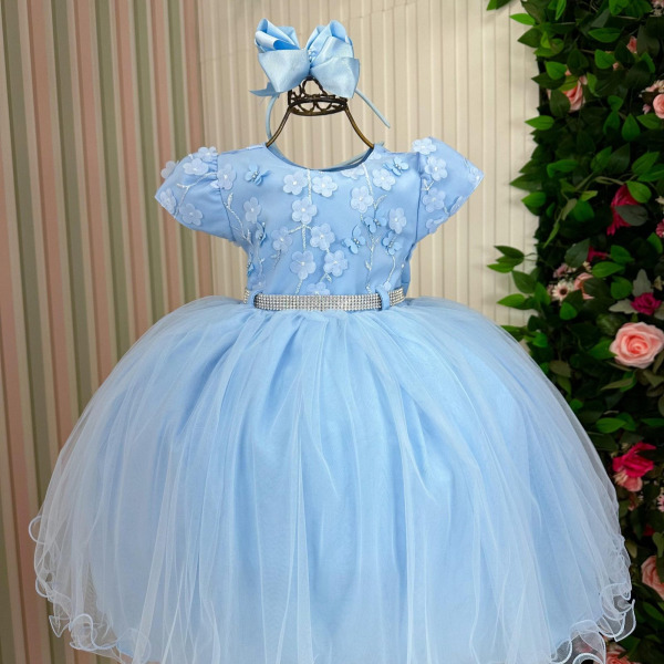 Vestido Menina Bonita Chloe Azul Bebe