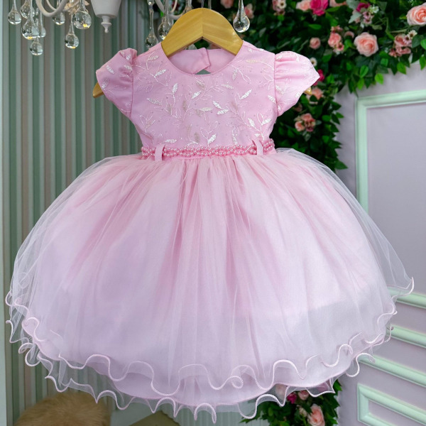 Vestido Menina Bonita Carolina Rosa Bebe