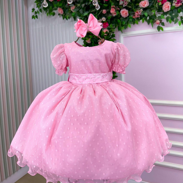 Vestido Marie Rosa Bebe Bolinhas