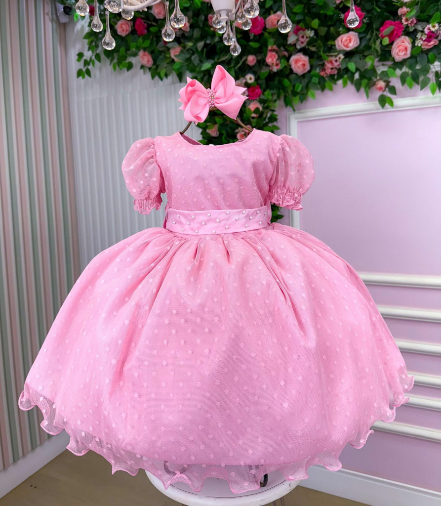 Vestido Marie Rosa Bebe Bolinhas