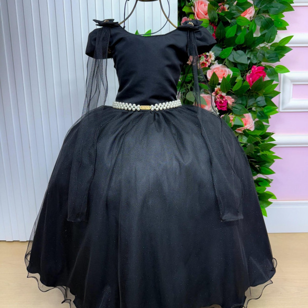 Vestido Banana Club Longo Diamante Preto