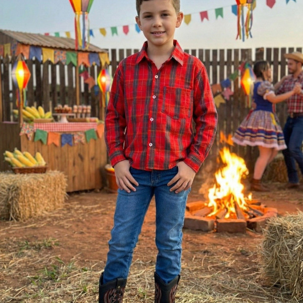 Camisa Xadrez Junina Noah Vermelho