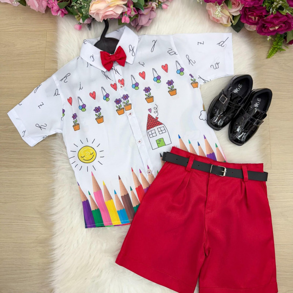 Conjunto Miss cherry Meninos – Lapis Aquarela Vermelho