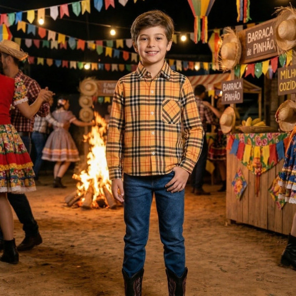 Camisa Junino Banana Club Luxo Encanto Caipira