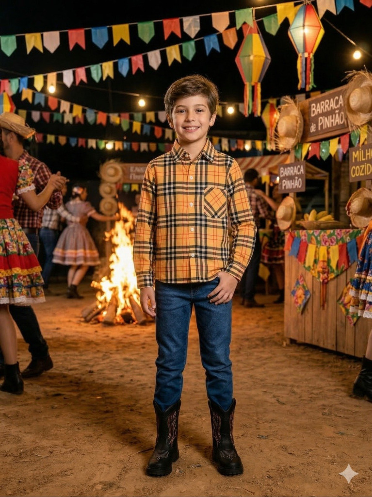 Camisa Junino Banana Club Luxo Encanto Caipira