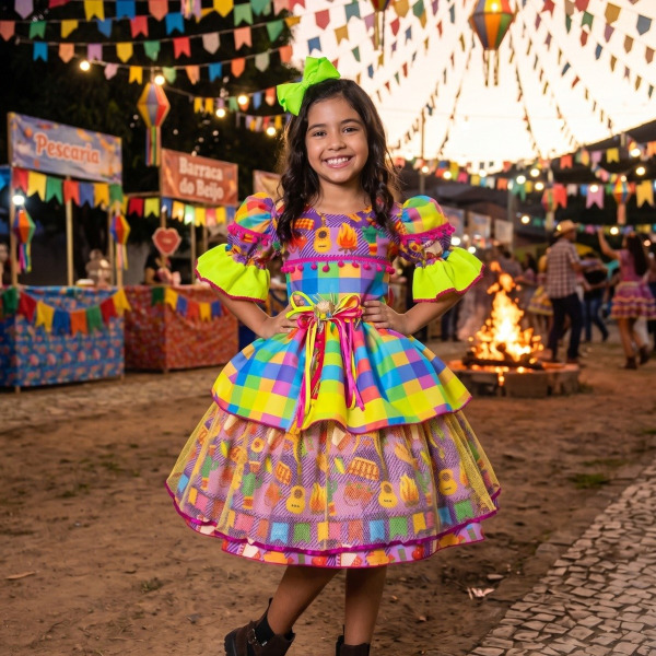 Vestido Marie Junino Luxo Quermesse Encanto da Fogueira
