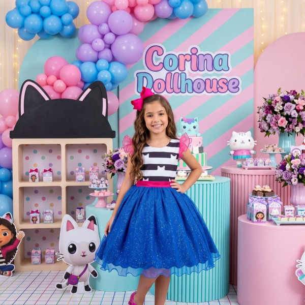 Vestido Mini Miss Temático A Casa Magica da Gabby